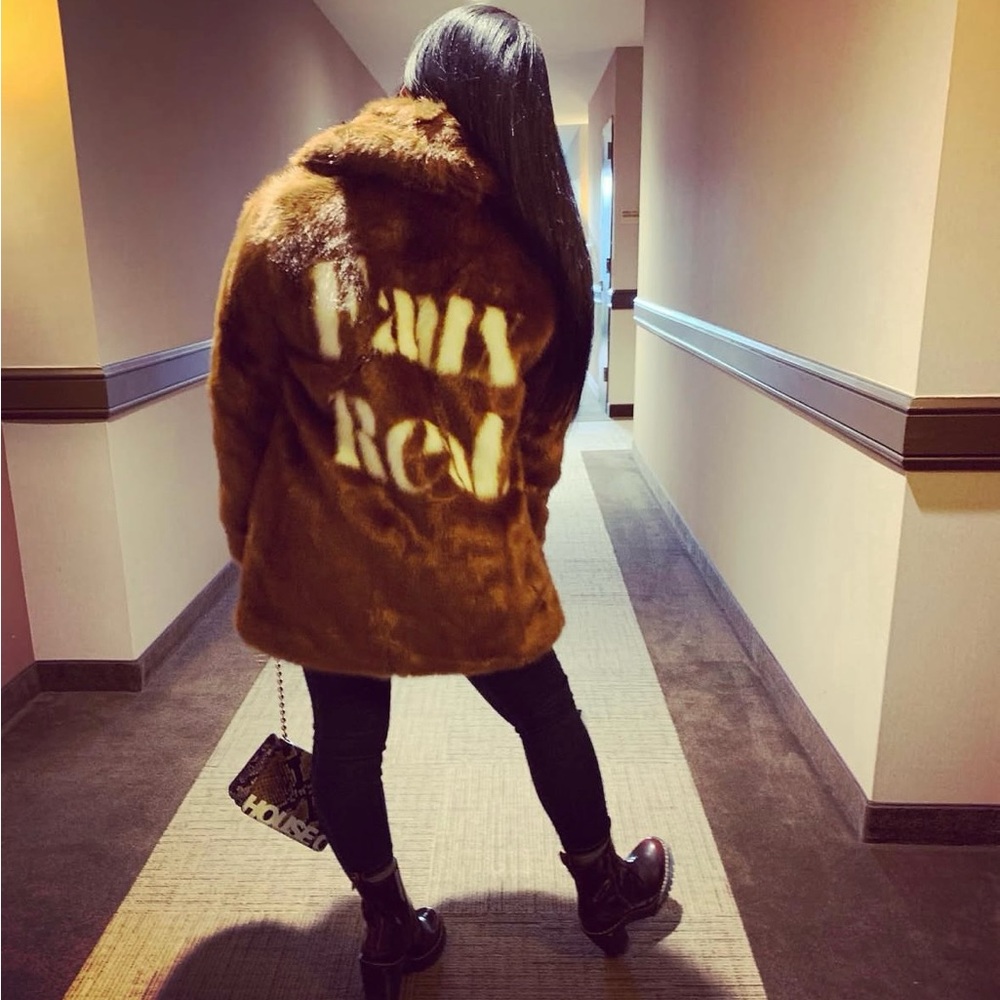 Jakke Heather Slogan Faux Real Jacket